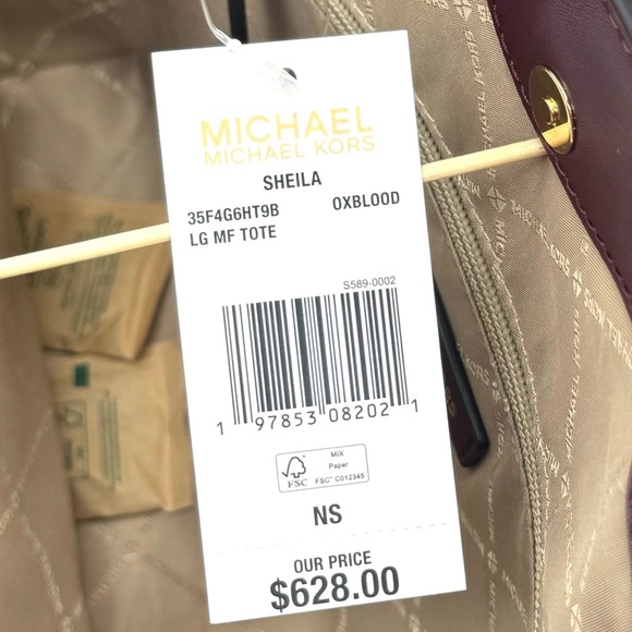Michael Kors Bag Large Sheila Mf Tote Bag Ox Blood Multi - Picture 10 of 10